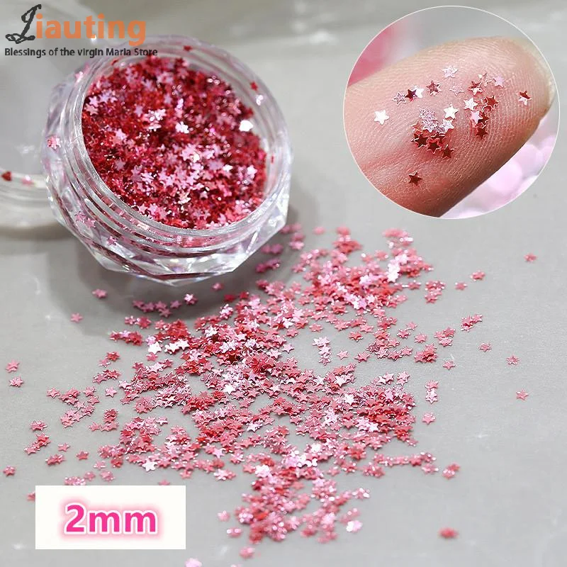 1Jar Mini Sparkling Star Nail Glitter Sparkling Pentagram Nail Decoration Nail Salon Design Cute Accessories DIY Nail Art Design