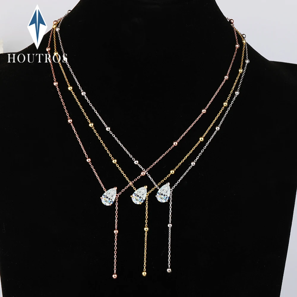 

Колье-подвеска с муассанитом грушевидной огранки 1-3 карата для женщин, серебро 925 пробы, позолота 18 карат, Y-образное колье-капля, ювелирное украшение для вечеринок и свадеб