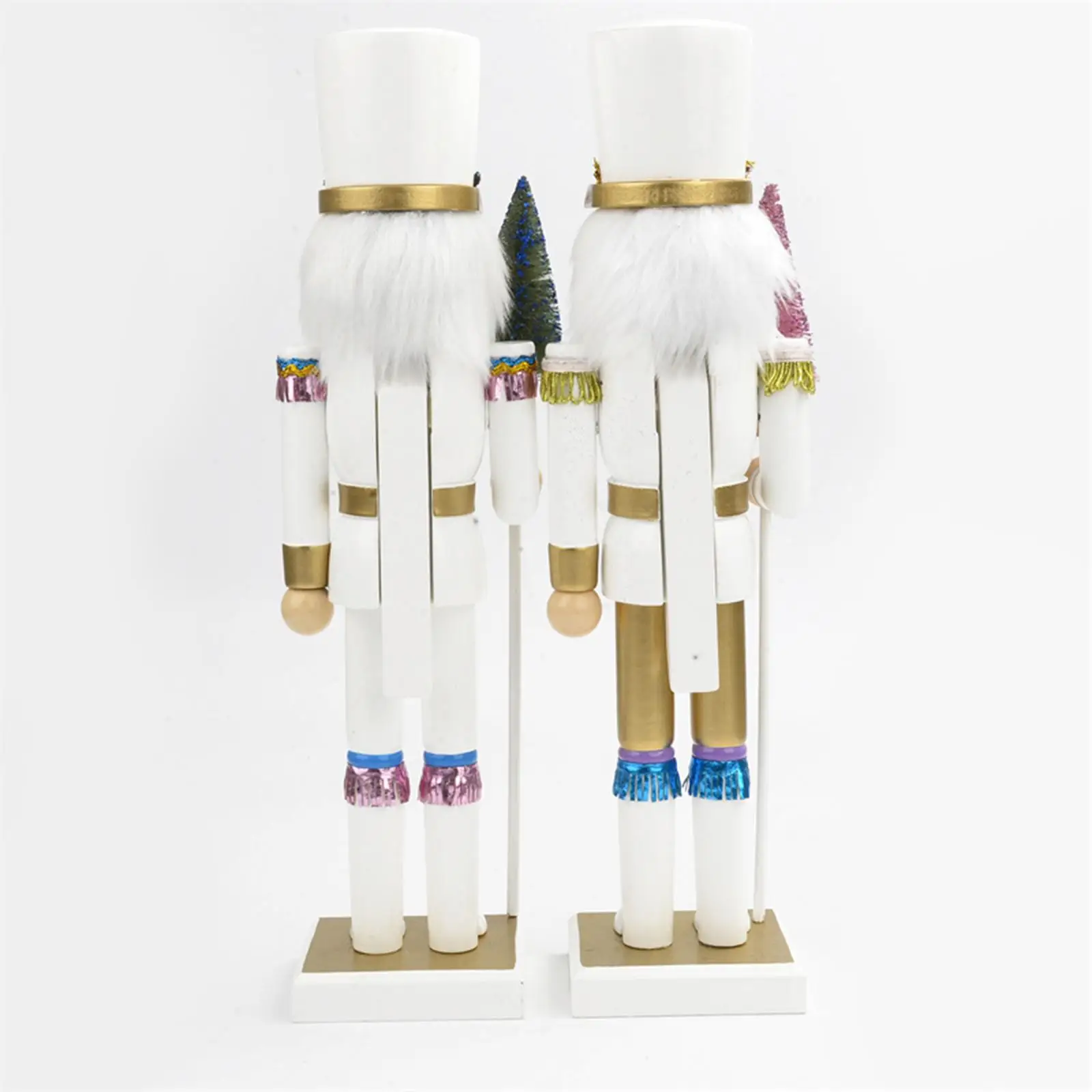 2 Pieces Wooden Nutcracker Ornament Puppet Toy Decor Traditional King Solider Figurine for Party Favors Mantel Shelves Gifts