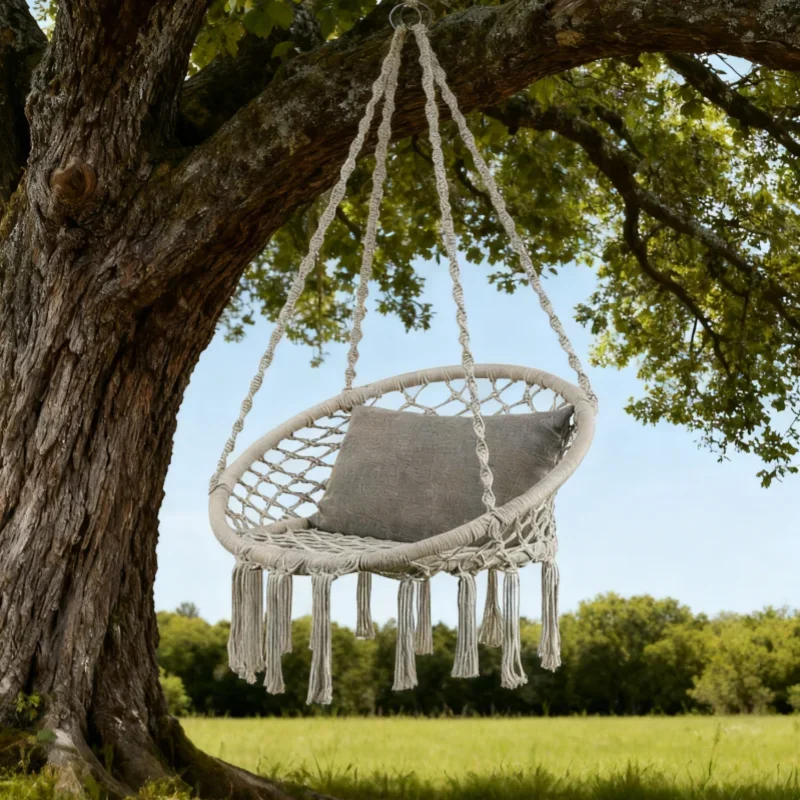 

Leisure Swing Chair Nordic Style Cotton Rope Braided Home Bedroom Lazy Chair Outdoor Garden Chair Relaxing Chair Beach Chairs