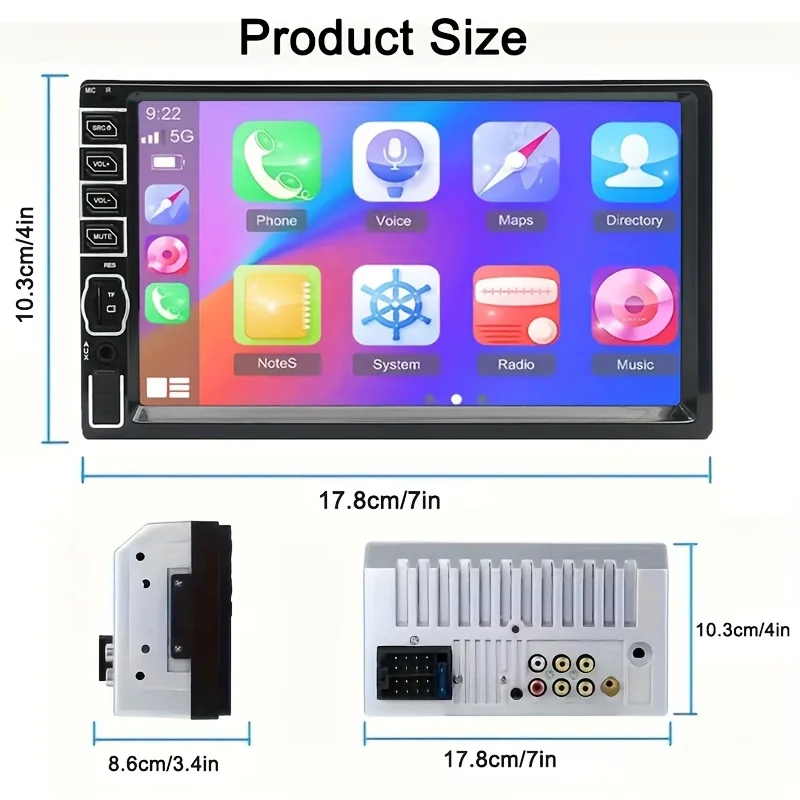 2 Din Car MP5 Carplayer, 17.78cm HD Touch Screen Car Stereo with Mirror Link, Car Radio Audio Support EQ Sound/USB/ FM