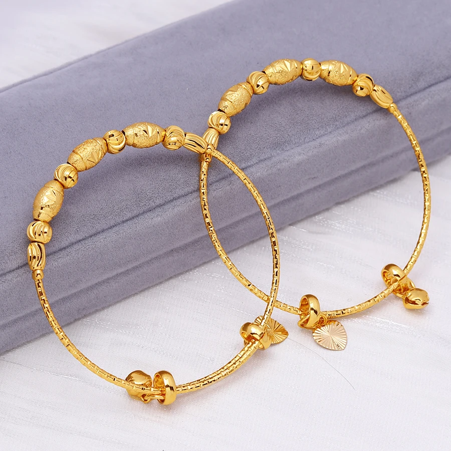 Goldlen Middle East 4 pieces/batch Copper Bracelets Dubai Women\'s Fashion Jewelry Ethiopian Bride Wedding Gift