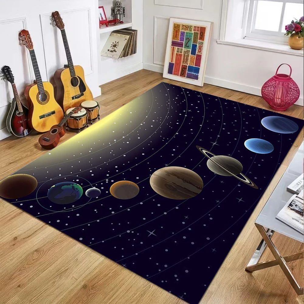 Galaxy Space Area Teppich, weiche, rutschfeste Bodenmatte mit Sonnensystem, Planeten, Sterne, Teppich, Wohnzimmer, Schlafzimmer, Gaming, Zimmer, Heimdekoration