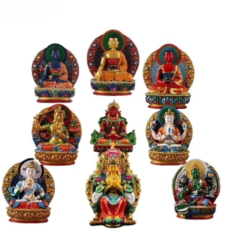 Tibetan Handmade Painted Small Buddha Statue, Shakyamuni Buddha, Amitabha Buddha, Medicine Buddha, Guanyin Manjusri Bodhisattva
