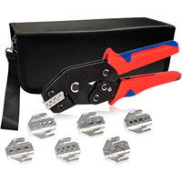 7-in-1 Ratcheting Crimping Tool with Interchangeable Jaws for Heat Shrink Connectors, Wire Terminals - Electrical Crimper Pliers