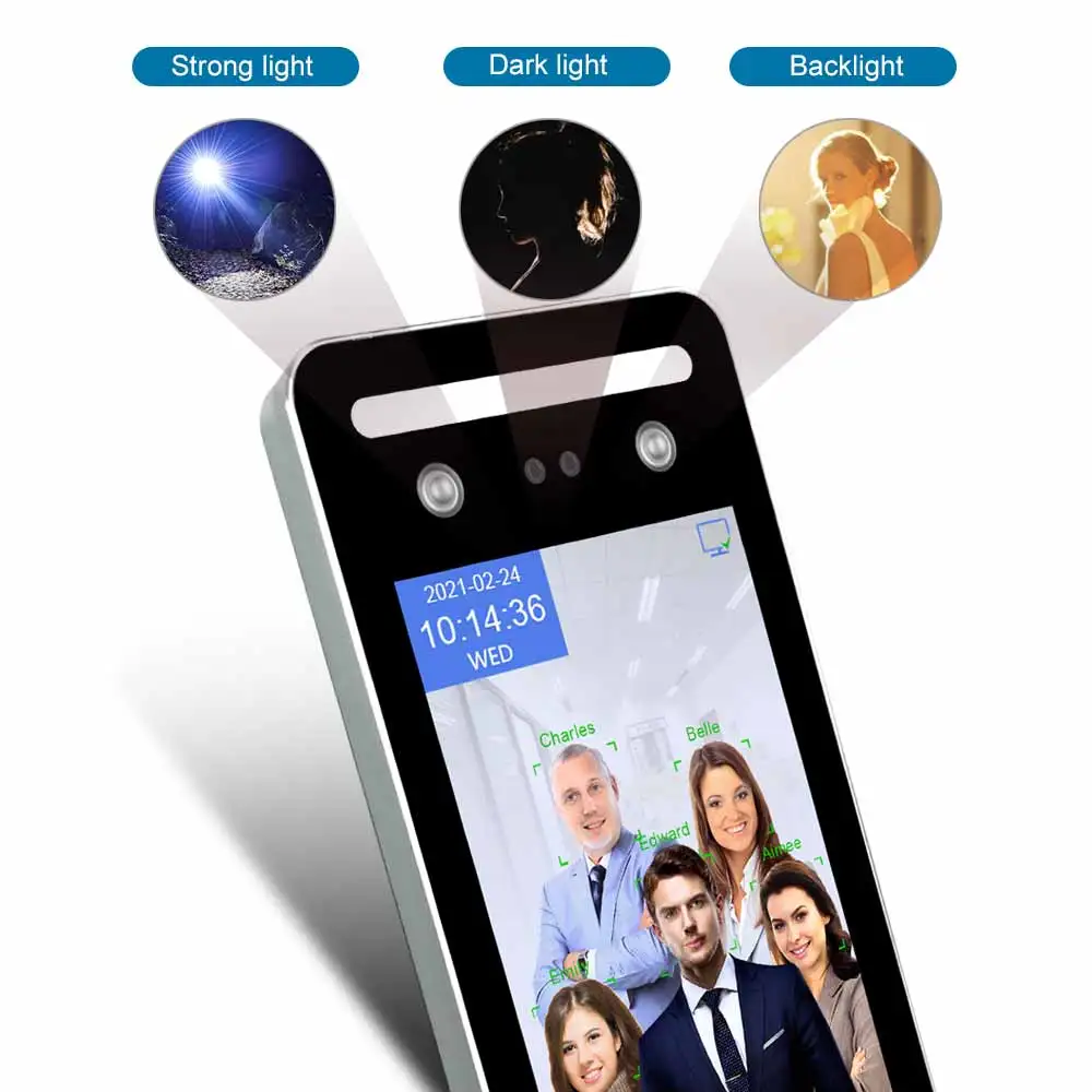 تسجيل الوقت البيومتري واي فاي TCP/IP AI التعرف على الوجه بصمة وقت الحضور آلة التحكم في الوصول مع برنامج سحابي #5