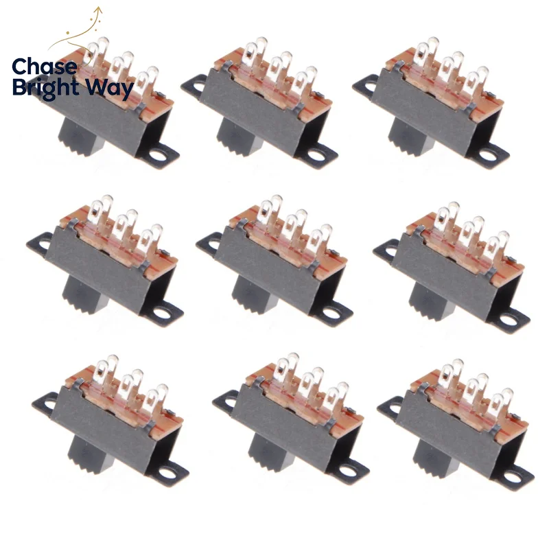 10 Pcs 2 Position DPDT 2P2T Panel Mount Vertical Slide Switch 6 Pin 0.5A 50V DC