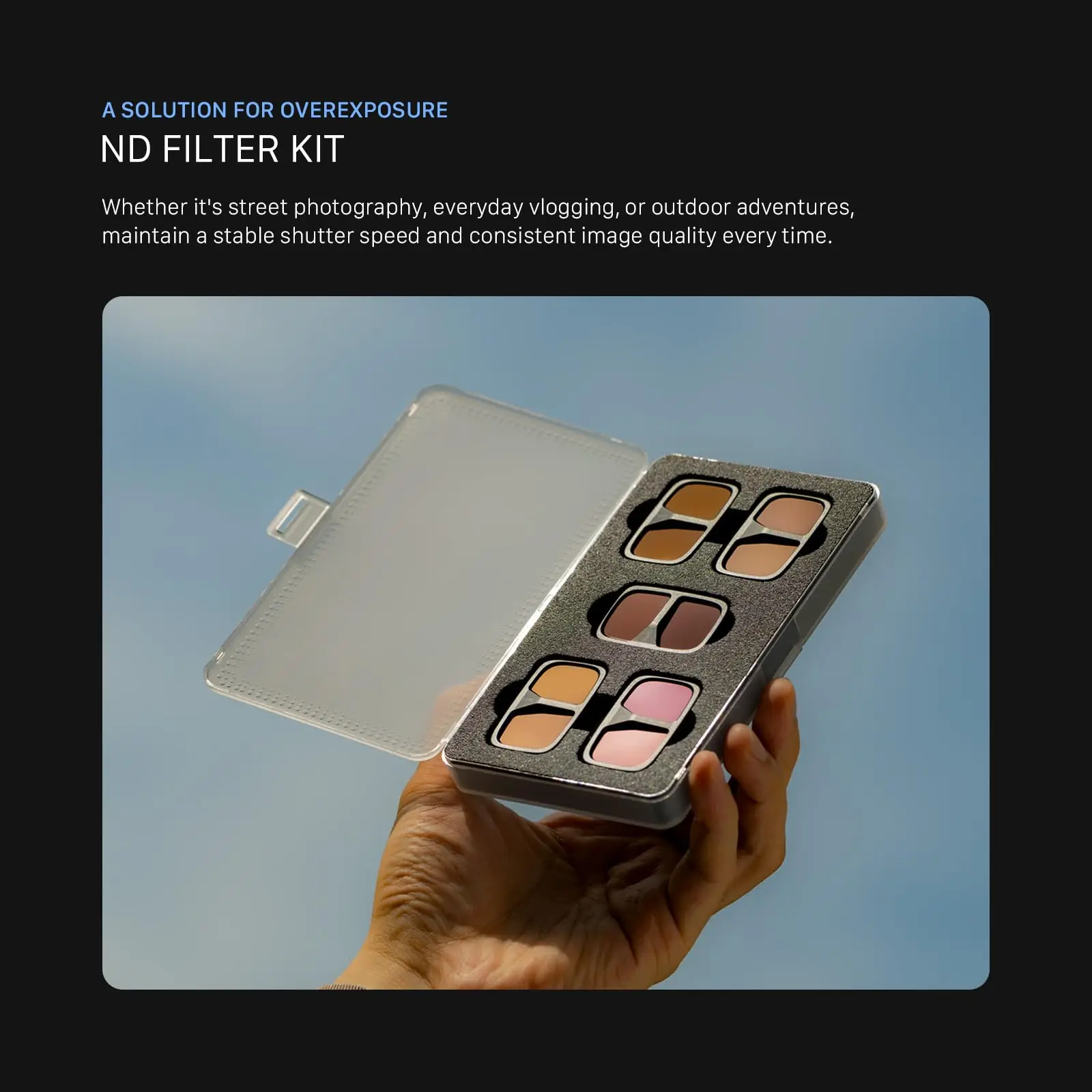 Tilta ND Filter Kit for Osmo Pocket 4P (No Case) | Neutral Density 4-Pack | Shutter Speed Exposure Control Glass