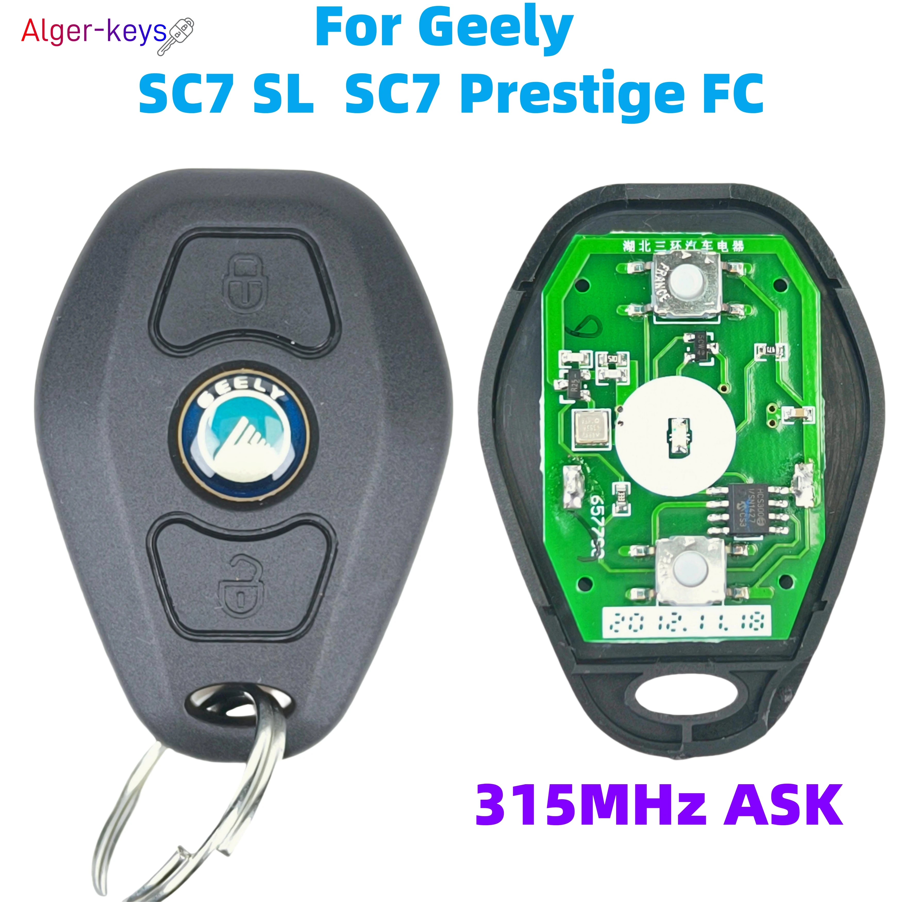 Оригинальный смарт-ключ Algernon-keys с 2 кнопками для Geely SC7,SL,SC7 Prestige,FC 315 МГц ASK Smart Keyless Car Key 270016