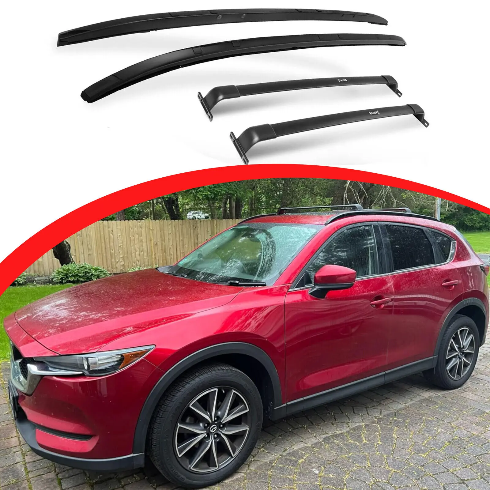 

4pcs Roof Racks & Side Rails for Mazda CX5 CX-5 2017-2025 OE-STYLE Aluminum
