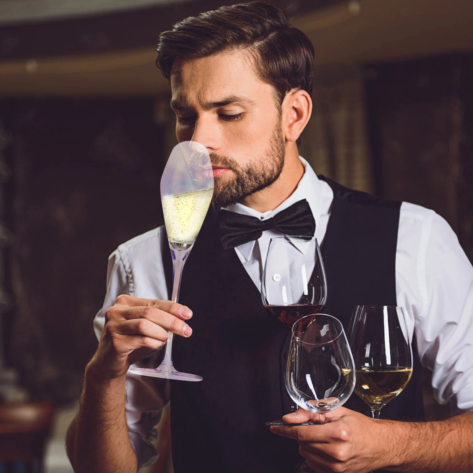 

2pcs Rainbow Flutes Wine Glasses Crystal Decorative Ergonomic Long Lasting Bubbles Gift Kitchen Barware