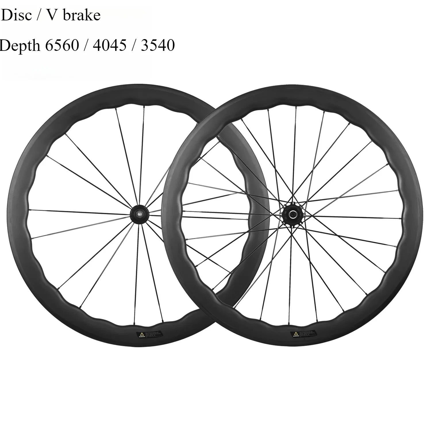 700C 6560 5045mm 4035mm Carbon Fiber Wave Road Bike WheelSet Matte Glossy Tubeless V/Disc Brake Bicycle Wheels