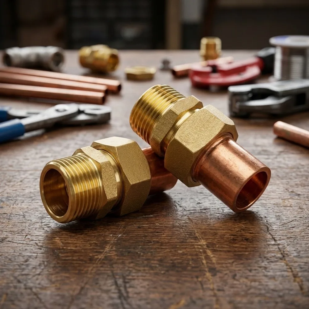 2pcs-3-4-inch-brass-pipe-fitting-c-x-mip-copper-union-for-water-plumbing-connection-home-improvement-accessories
