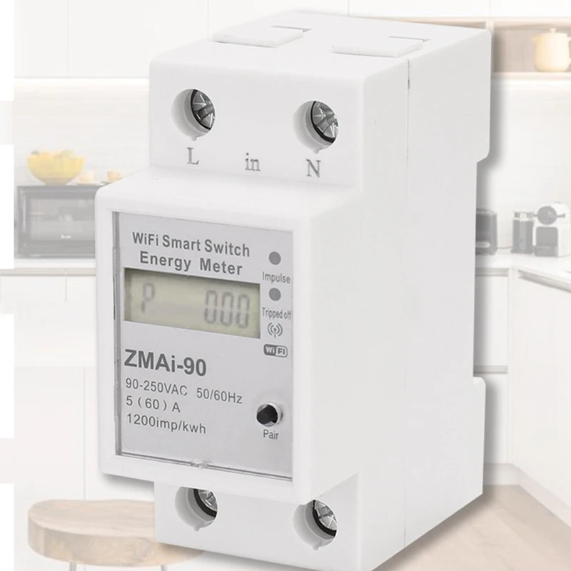 Tuya Wifi Intelligent Energy Meter 2 Phase Din Rail Power Consumption Meter Wattmeter Works With Alexa And Google Home