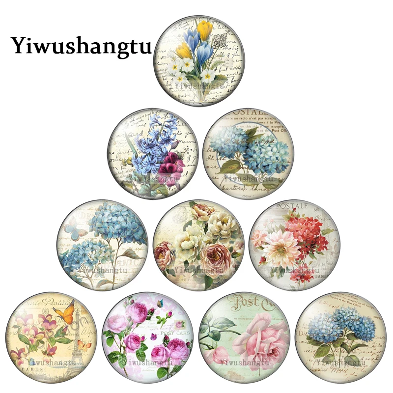 

Vintage Rose decorative background art Paintings 8mm/12mm/20mm/25mm Round photo glass cabochon demo flat back Making findings