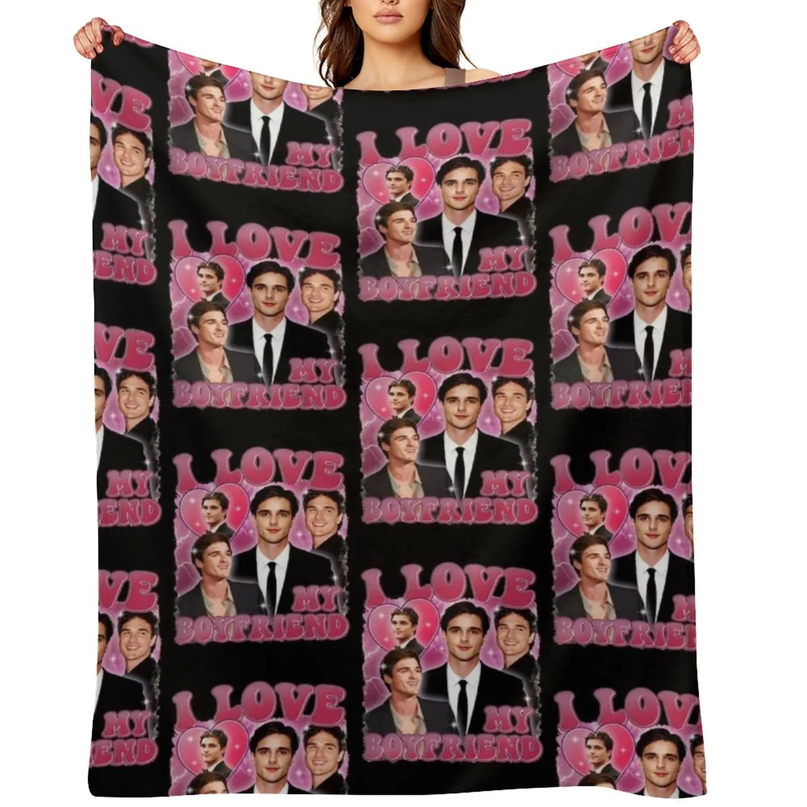 

Jacob Elordi I Love My Boyfriend Throw Blanket blankets ands Soft Big Plaid valentine gift ideas Blankets