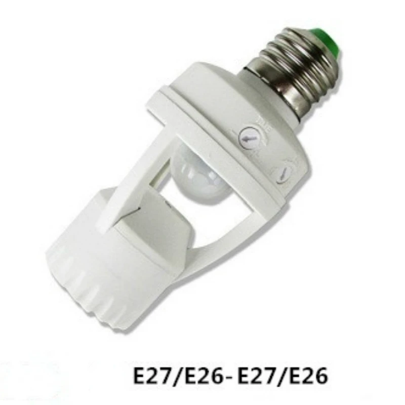 E26 E27 PIR Motion Sensor Light Socket Adapter  PBT Time and Daylight Control Smart Switch Bulb Holder 100W Max Factory Supply