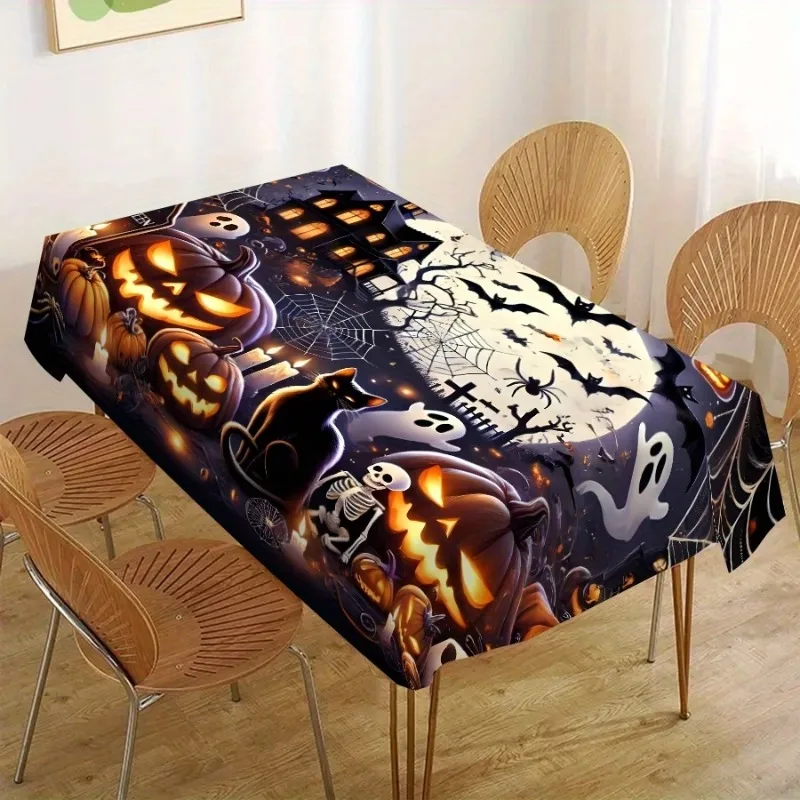One-piece terrifying Halloween tablecloth, machine washable and reusable, rectangular shape