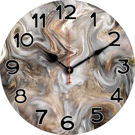 Marble Wall Clock Living Room Bedroom Round Silent Clock Dining Room Office Decoration Clock Home Mounted Carfts Art Decor