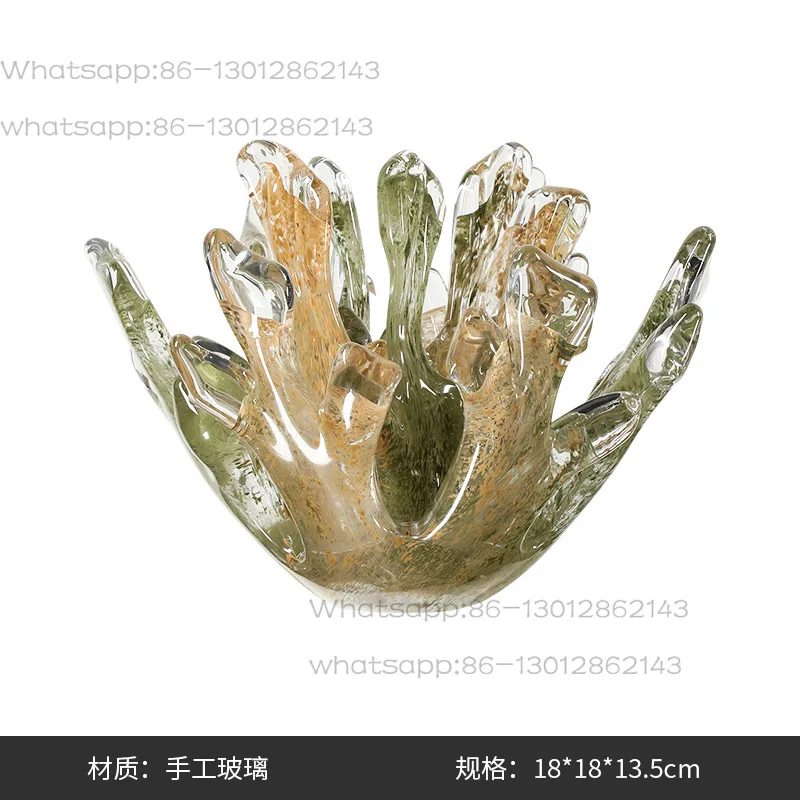 Abstract Coral Glass Light Luxury Decorative Piece for Model Homes, Living Room TV Cabinet, Wine Cabinet, High-End Decoration