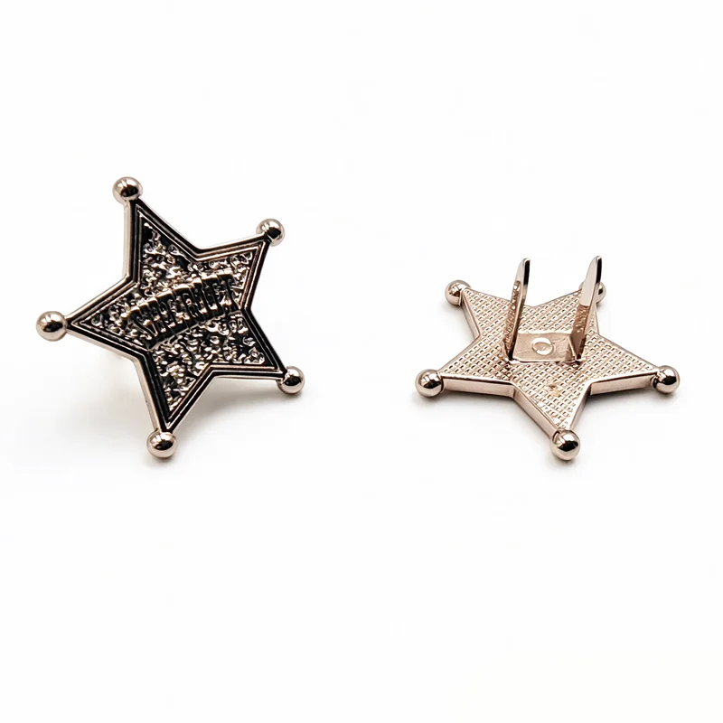 Sheriff Star Badge,Two Prong Tack Button & Magnetic Lapel Pin,Western Cowboy Sheriff Brooch for Halloween Cosplay Costume Party