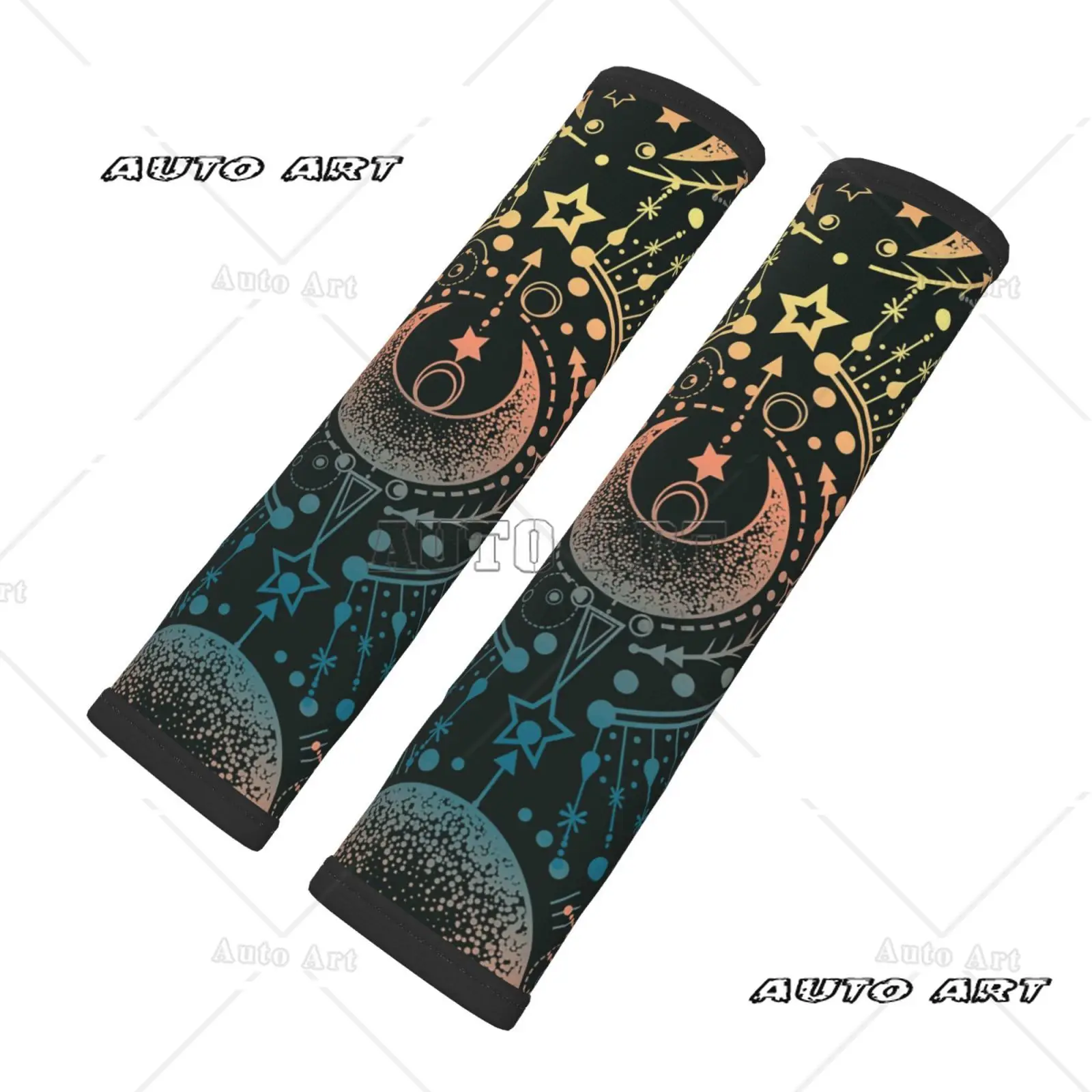 Car Seat Belt Cushion 2-piece Set Sacred Geometry Sun Shoulder Protection Comfortable Seat Belt Shoulder Strap Car Accessories