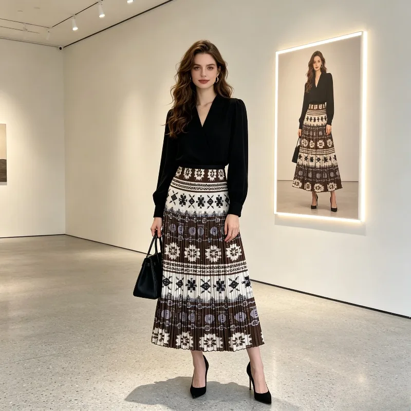 Miyake Pleated 2026 Casual Original New Printed Pleated Fashion Skirt for Women Summer Niche Slimming Versatile A-line Skirt