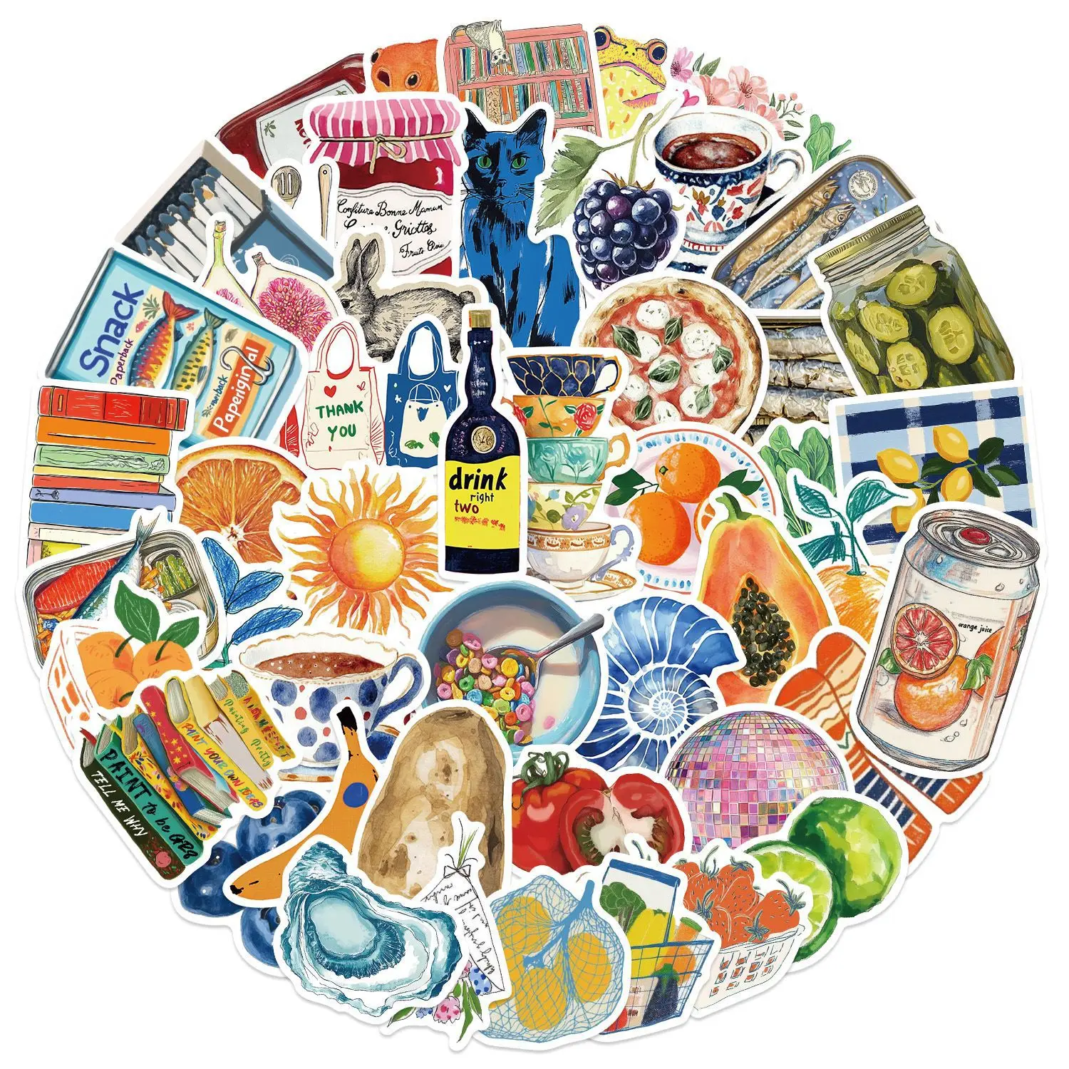 50/100 szt. Naklejki w stylu śródziemnomorskim, estetyczne graffiti, kreskówkowe, z charakterem, do samodzielnego ozdabiania etui na telefon, kubka na wodę, walizki, wodoodporne naklejki