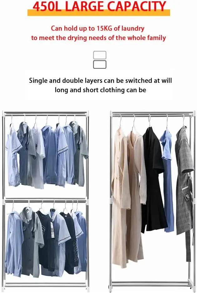 مجفف ملابس محمول 1000 واط، مجفف كهربائي صغير للشقة، RV، السفر (قابس الولايات المتحدة)