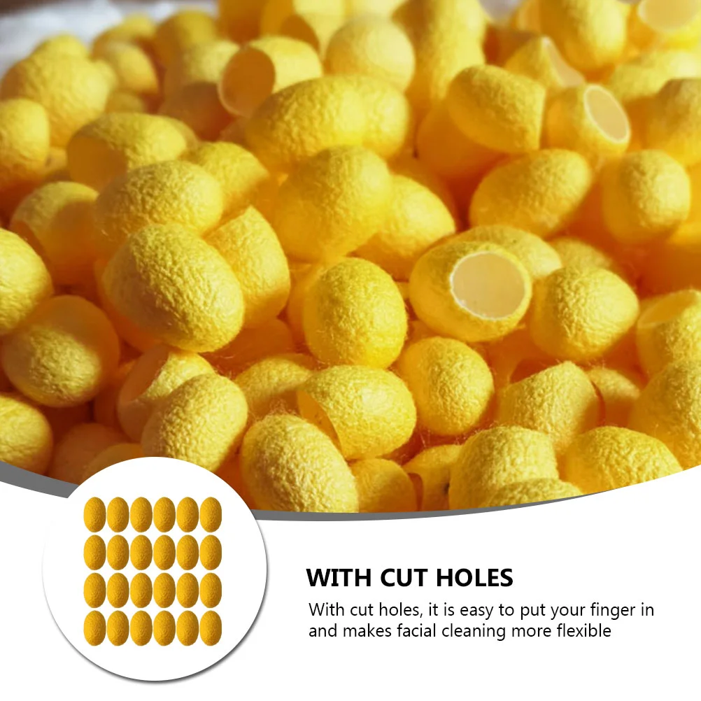 50 Pcs Facial Cleanser Balls Beauty Tool Cleansing Silkworm Yellow Pure Natural