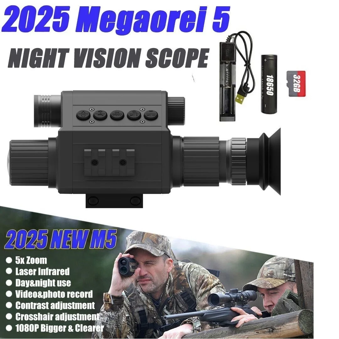 

2025 hot selling Megaorei outdoor hunting night vision AI Zoom 1080P ultra clear 850nm infrared laser rifle sight telescope