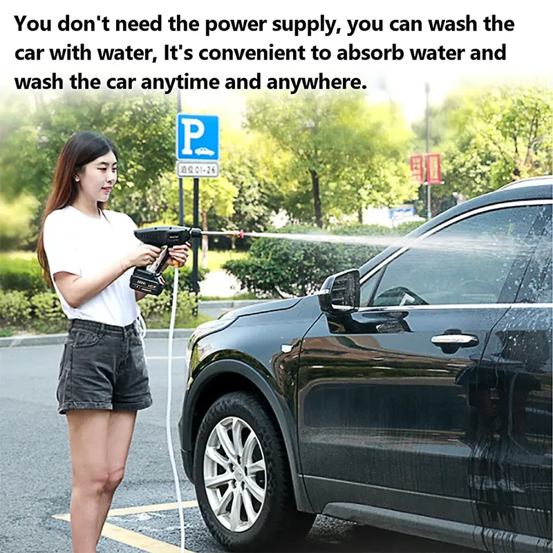 Cordless High Pressure Car Washer Rechargeable Water Gun 6-in-1 Nozzle Portable Electric Cleaning Machine For Car Home Garden