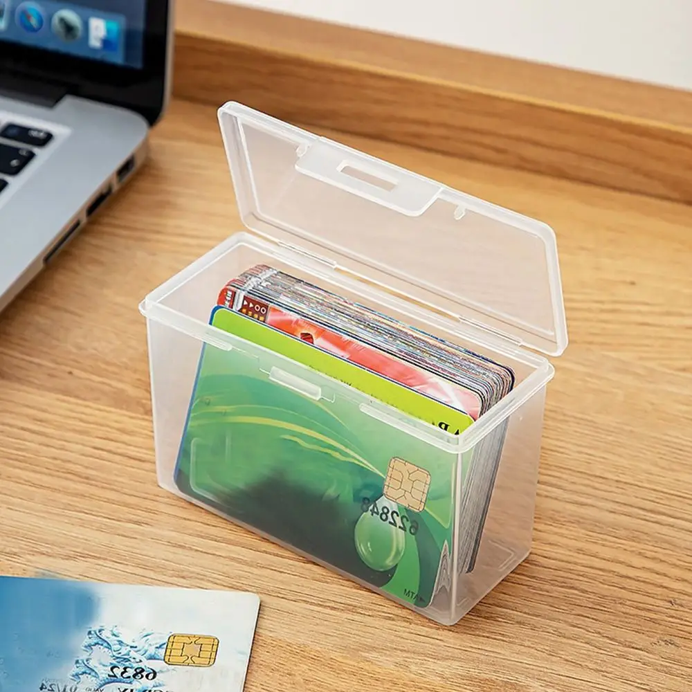with Lid Transparent Storage Box Multi-purpose Plastic Storage Case Photocard ID Card Organizer Small Thing Container