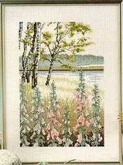 

C224 Landscape [wildflowers] simple Lake Trumpet Flower precision printing cloth cross stitch set Counted Cross Stitch Kit