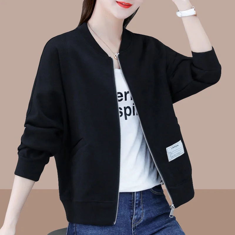 

Cardigan Zipper Jacket Female 2022 New Spring Autumn Stand-up Collar Sweater Women Leisure Age-reducing Loose Top Coat Ins Tide