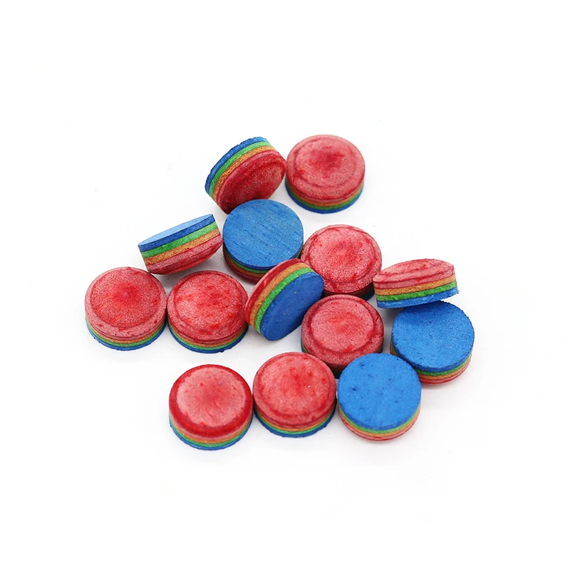 100pcs/bag 14mm Rainbow Color Carom Billiard Pool Cue Tips