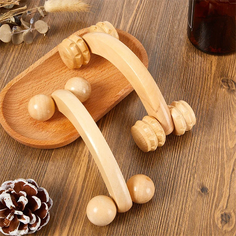 

1PC Wooden Handheld Body Roller 4 Wheels Balls Massager Arm Leg Back Foot Hand Neck Shoulder Muscle Pain Relief Massage Tool