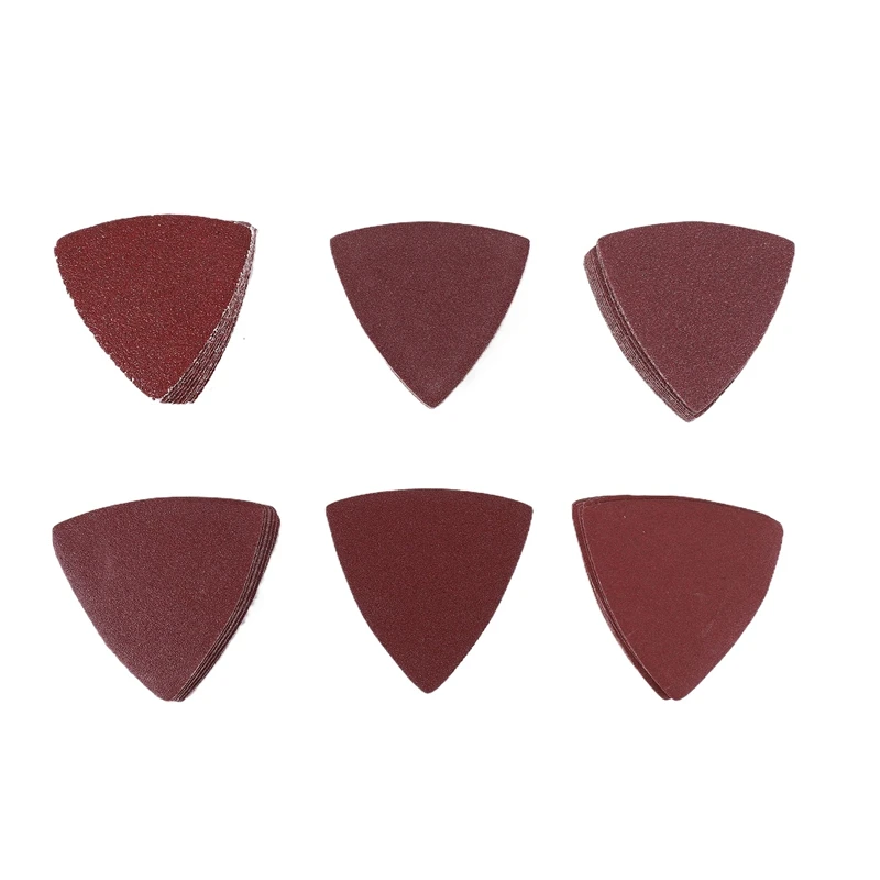 60Pcs Triangular Hook And Loop Triangle-Sandpaper, Fit 3-1/8 Inch Oscillating Multi Tool Sanding Pad, Assorted 40 60 80 100 120