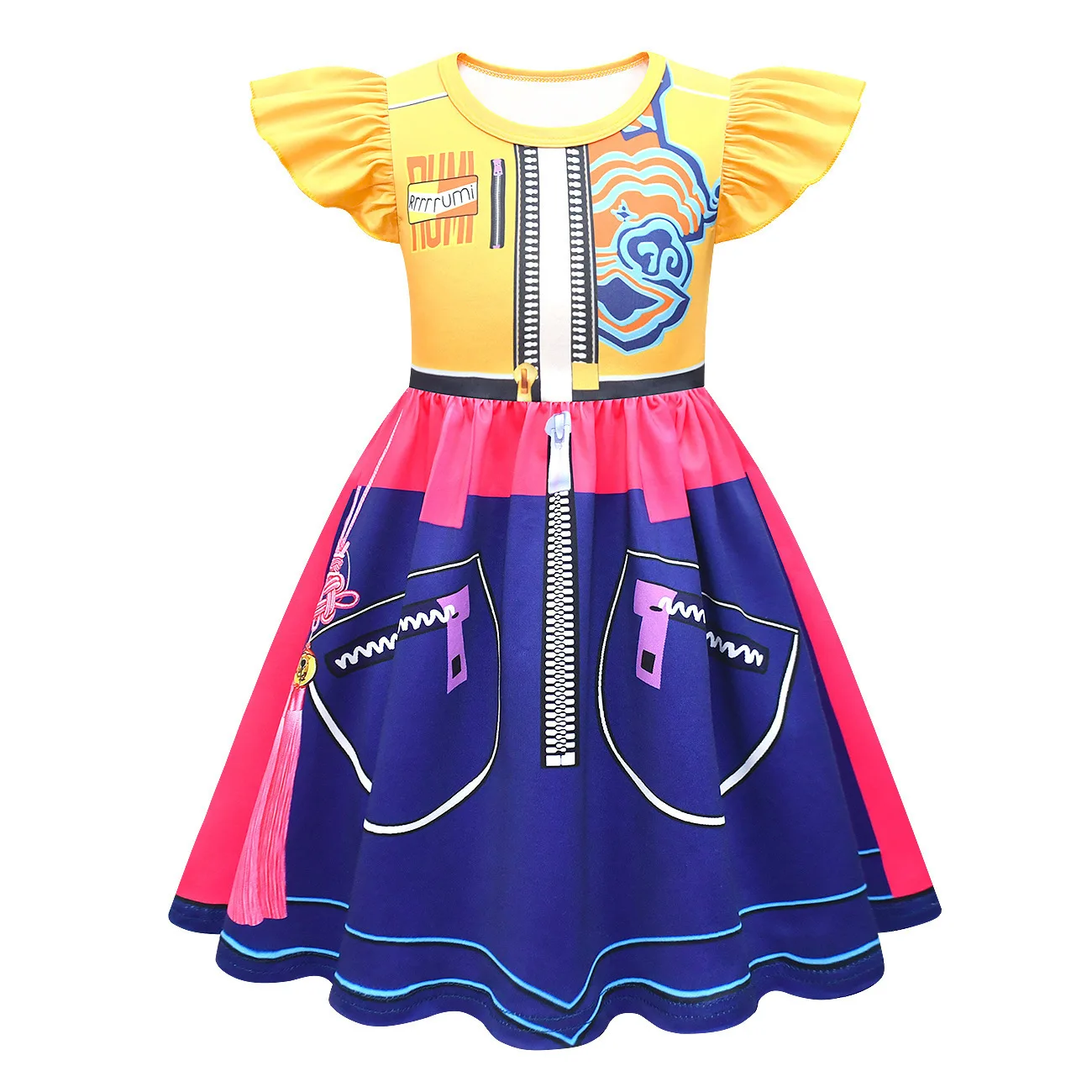 Nuevo producto de Halloween: K-POP grupo de niñas coreanas disfraz de grupo de niñas de caza de brujas Rumie Cosplay mangas aleteadas para niños