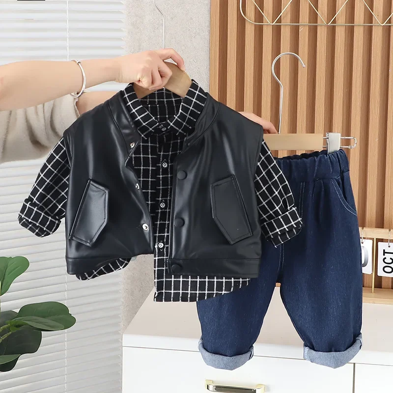 

Boys Clothes Spring 2025 Children Vest Shirts Pants 3pcs Fashion Suit Baby Tracksuits Kids Outfits Clothing Sets