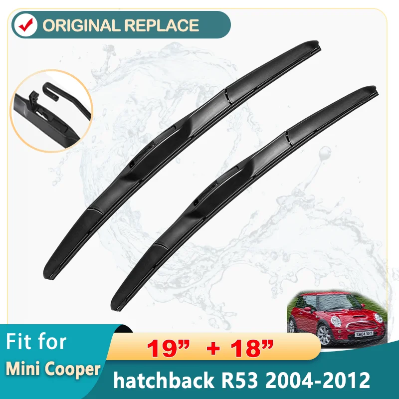 For Mini Cooper hatchback R53 Car Wiper Accessories Clean Front Windscreen Wiper Blade Brushes Wipers U Type J Hooks 19\