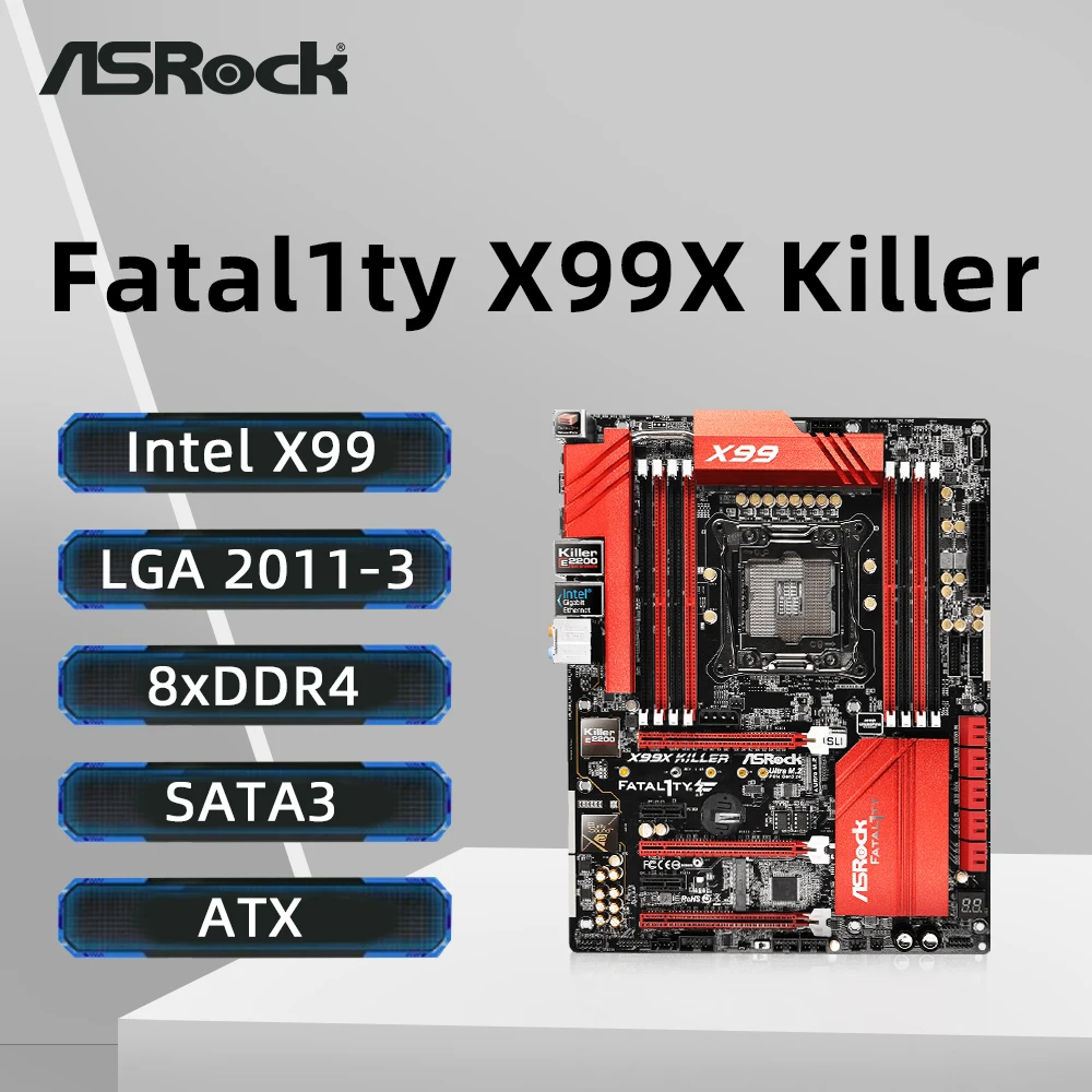 ASRock X99X KILLER Motherboard Support i7-6800K 6900K E5-4669 2695 2690 2629 2683 2609 1680 CPU 8xDDR4 2400MHz 128GB M.2 ATX