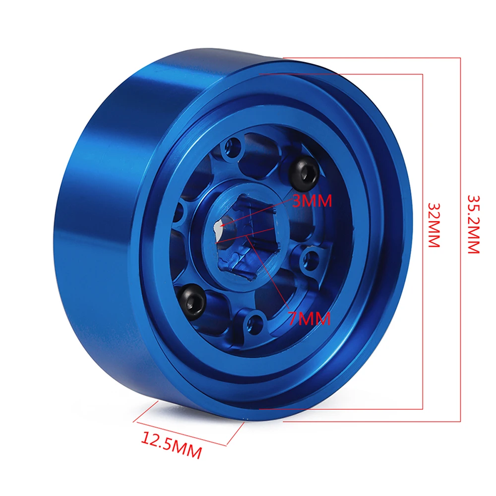 4 szt. 1. 3-calowy felgi piasta koła z paciorkami ze stopu aluminium do TRX4M 1/18 gąsienica RC części do ulepszenia samochodów zamiennik 7mm