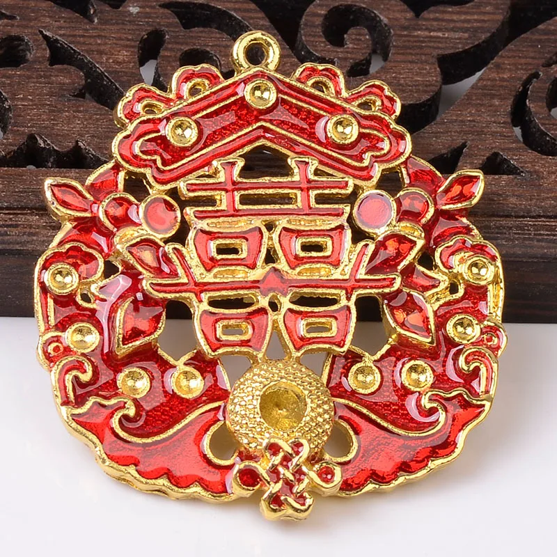 New Archaic Hair Accessories Chinese Style Double Happiness Bridal Headgear Accessories DIY Alloy Accessories directly from the