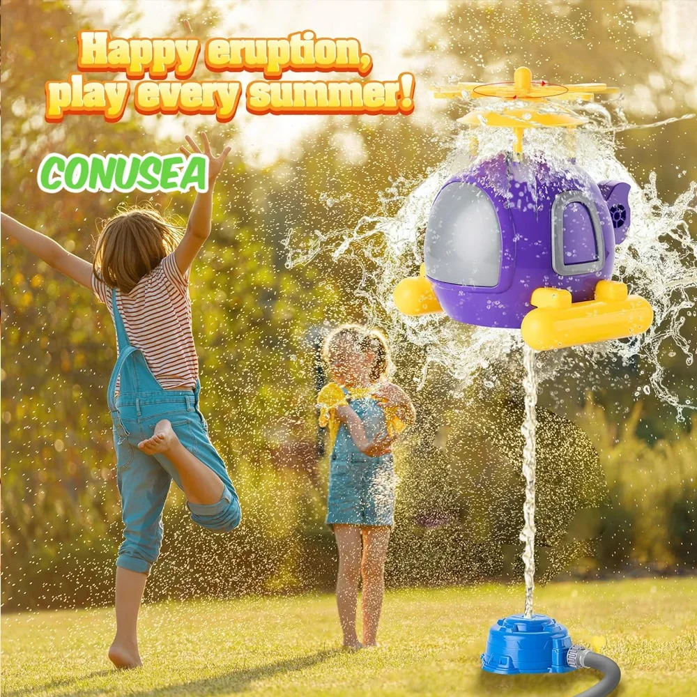 Elicottero Sprinkler Acqua Giocattolo Bambini Giochi all'aperto Sport Spray Giochi da bagno alimentati ad acqua per cortile Prato Giardino Ragazzi Ragazze Bambini