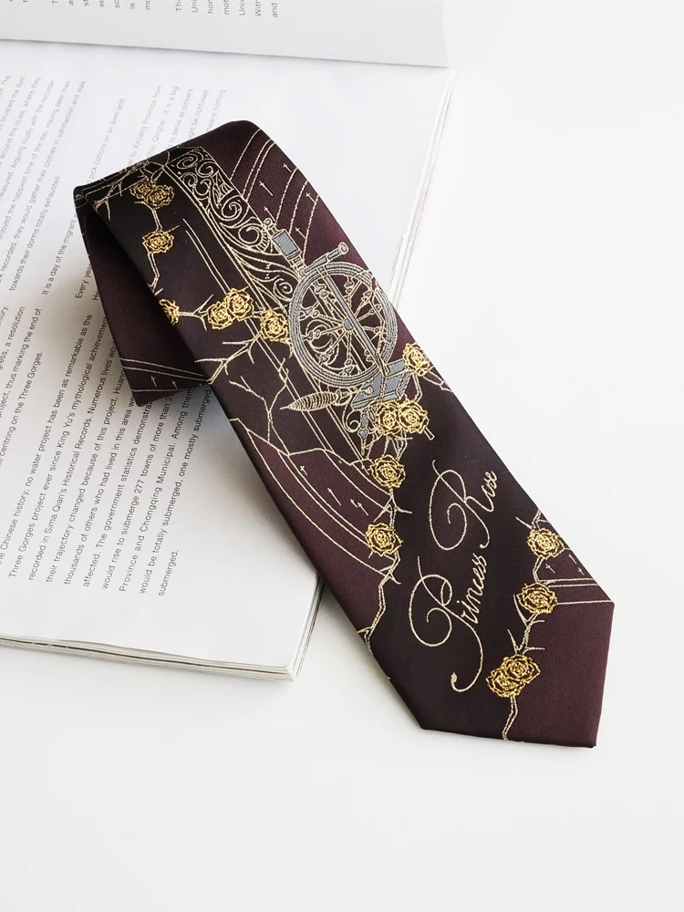 

Оригинальный бордовый галстук в бронзовом стиле, ручная роспись, галстук