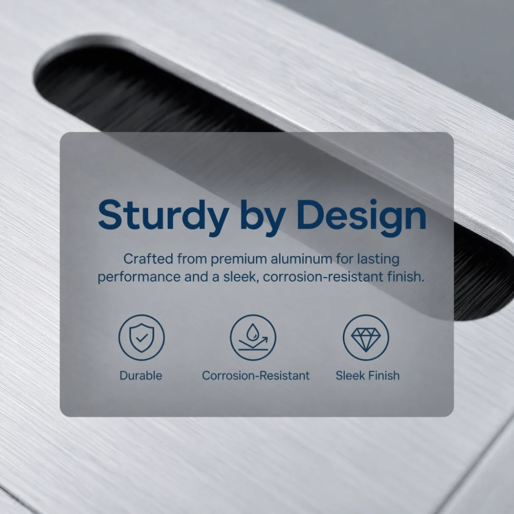Durable Silver Wire Hole Cover Aluminum Alloy 160mm x 80mm Cable Grommet Rectangle Cable Grommet Home