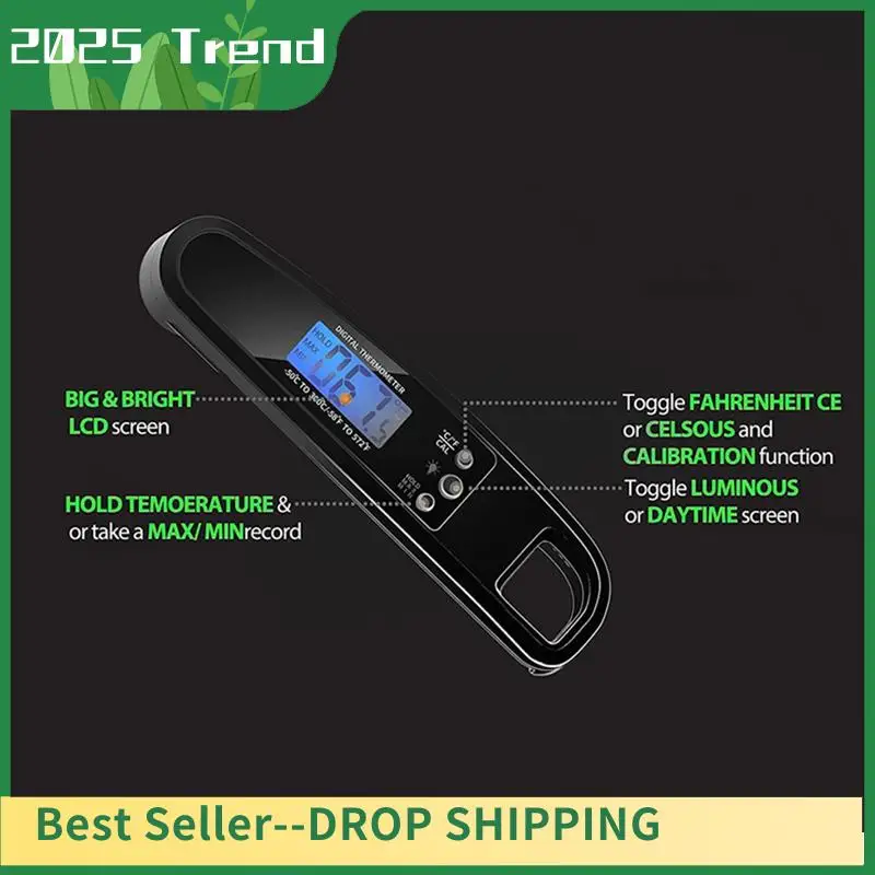 

Instant Read Meat Thermometer Meat Thermometer For Grill And Cooking, With Backlight & Calibration - Black