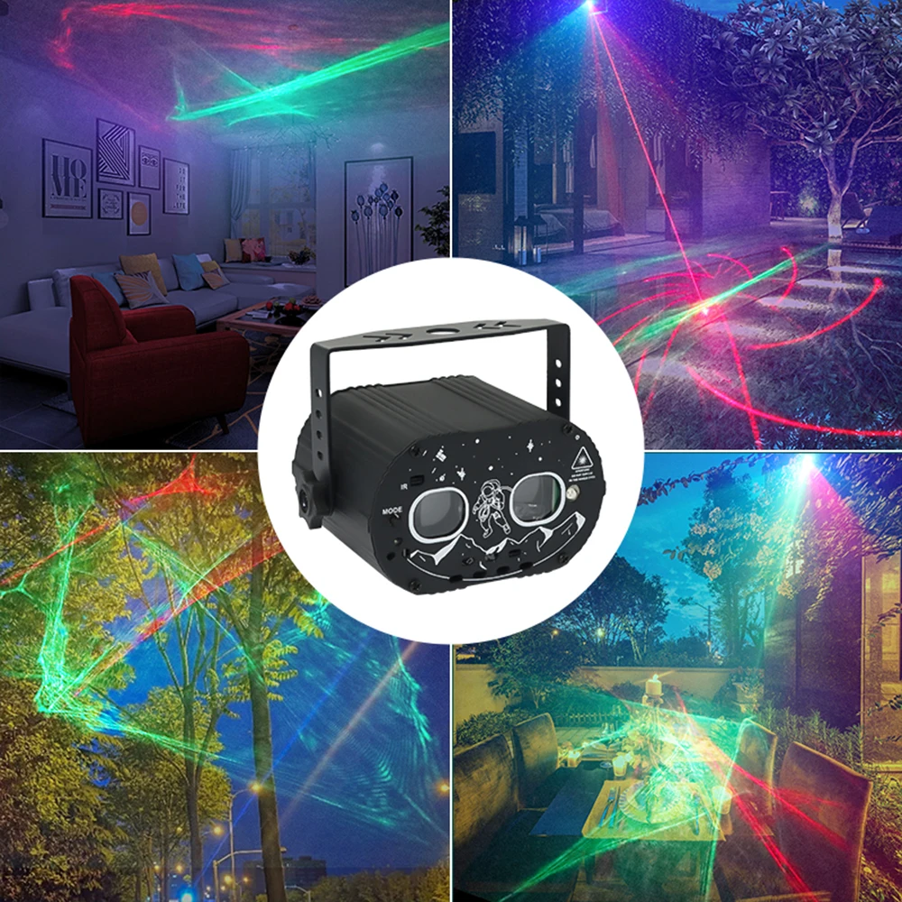 RGB MiniDJ Disco Laser Light Projector USB Rechargeable LED UV Sound Strobe Stage Effect Wedding Xmas Holiday Party Lamp