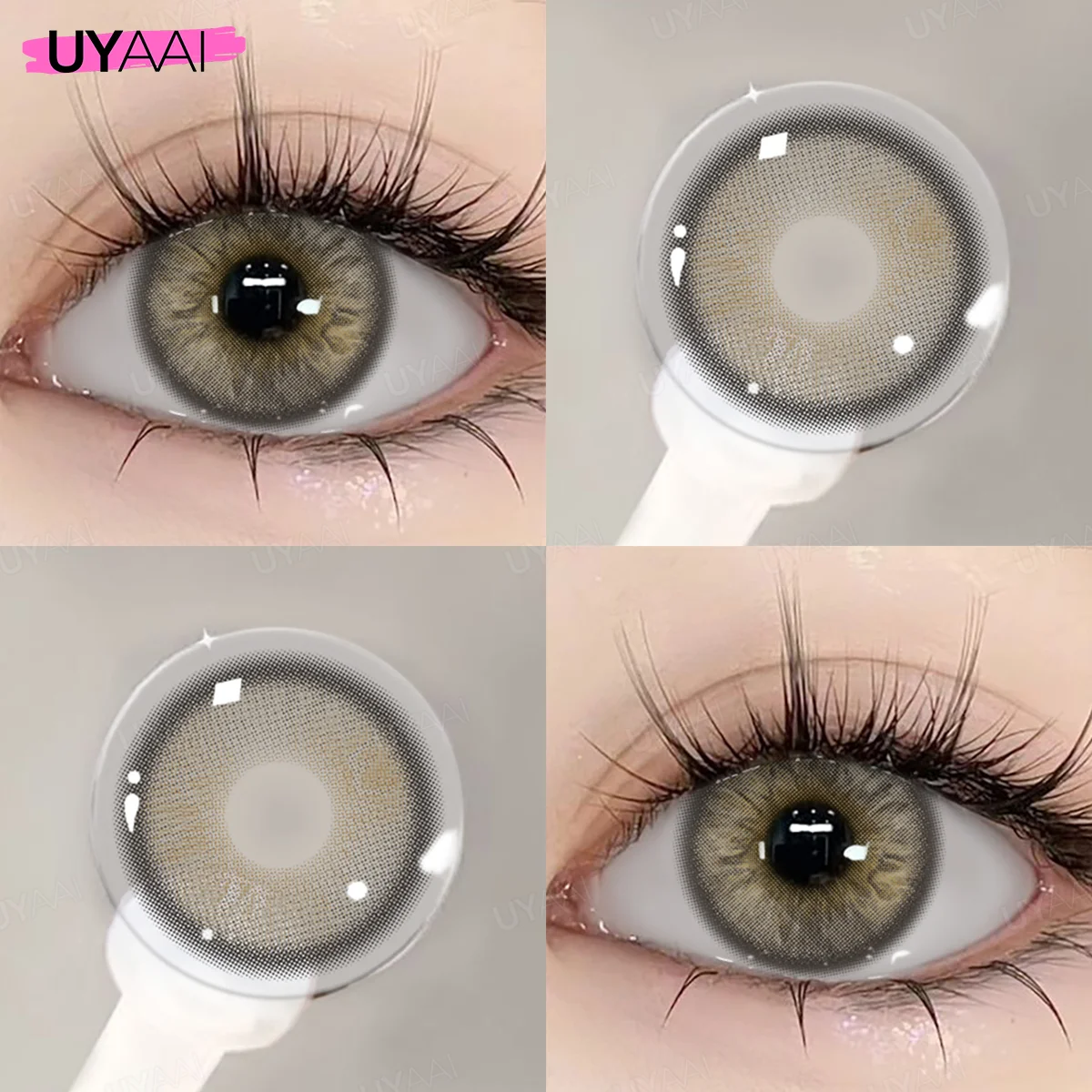 UYAAI Schwarze Linsen mit großem Durchmesser, 14,2-14,5 mm, farbige Kontaktlinsen für die Augen, große Augenlinsen, natürliche braune Linsen – Detail 24